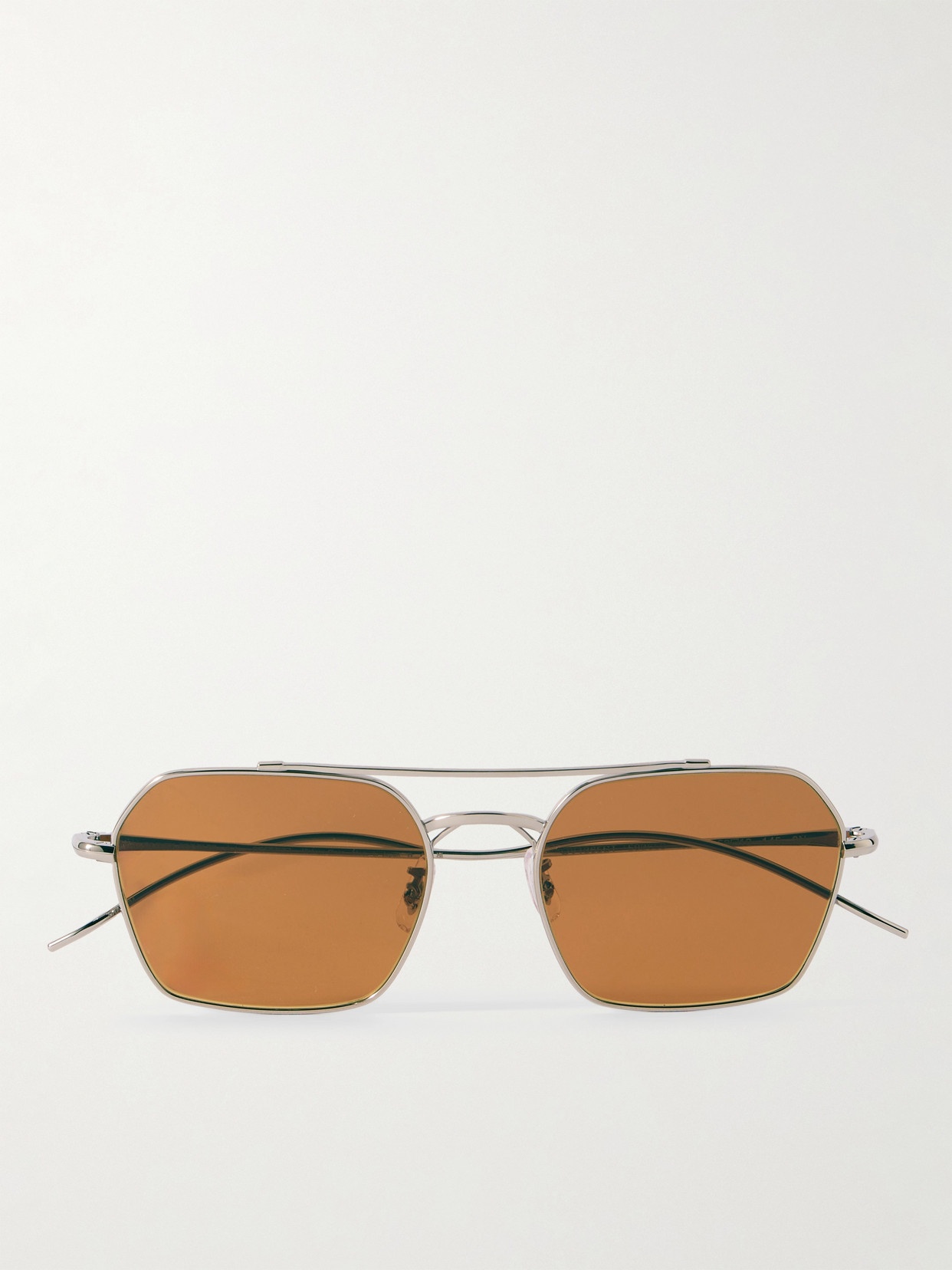Oliver Peoples Aviator-style Silver-tone Sunglasses In Brown
