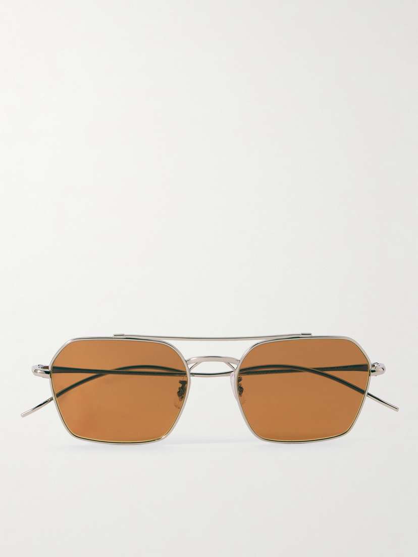 Oliver Peoples Aviator-style Silver-tone Sunglasses