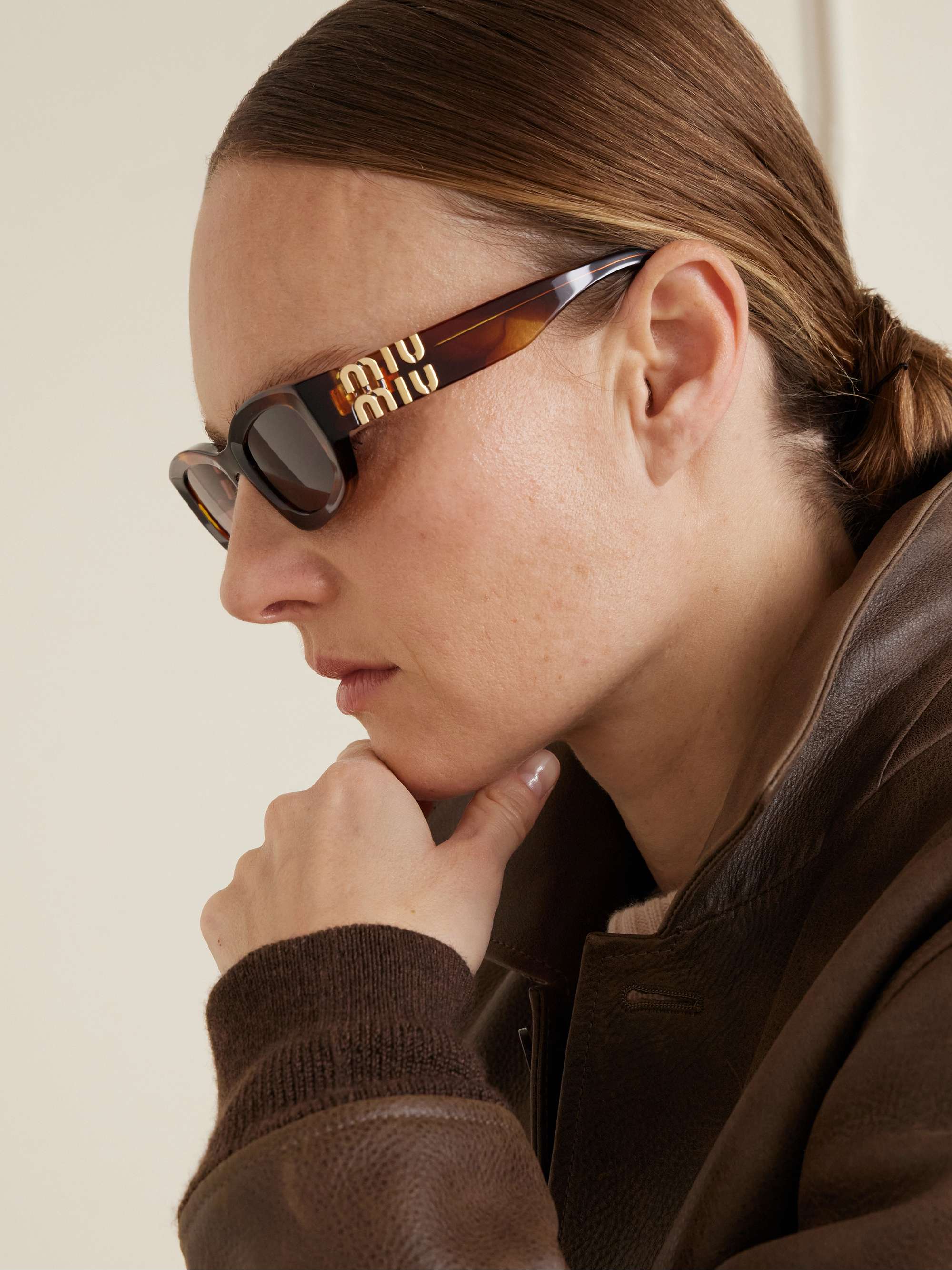 MIU MIU Glimpse cat-eye tortoiseshell acetate sunglasses | NET-A