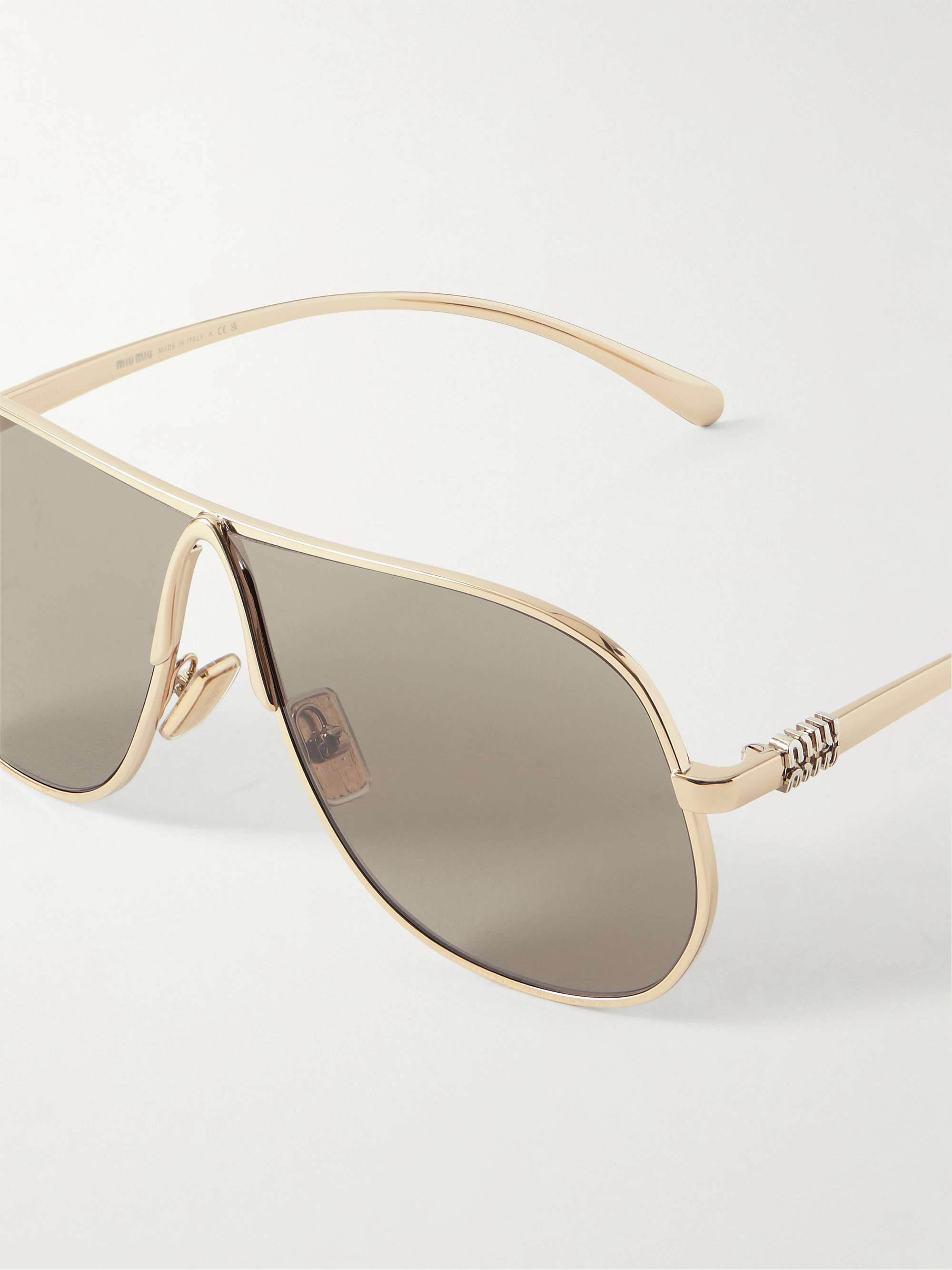 New Authentic Miu Miu Cloud Aviator Sunglasses – Modern Designer Statement Miu Miu MU A56S L (66 - 02) with Brown lenses and Gold frame  main image 3