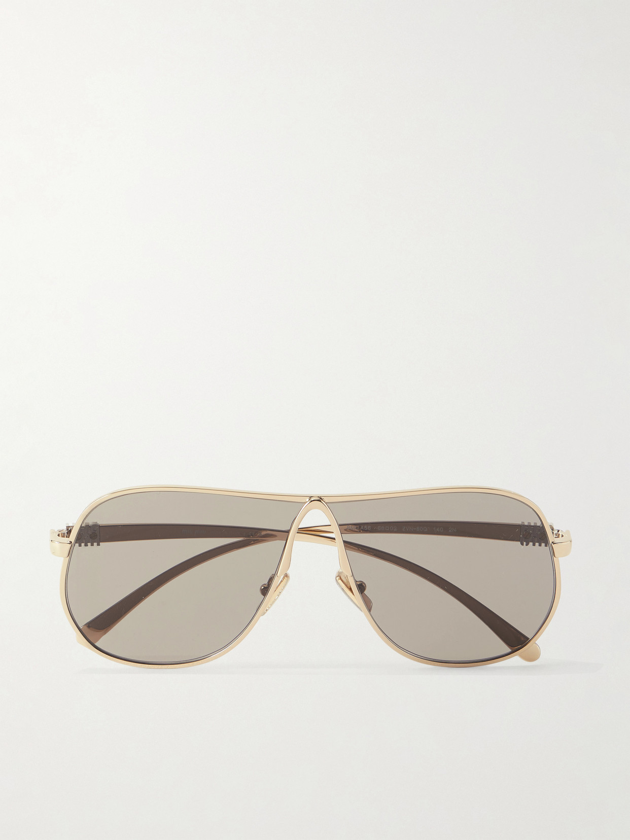 Miu Miu Aviator-style Gold-tone Sunglasses In Gray