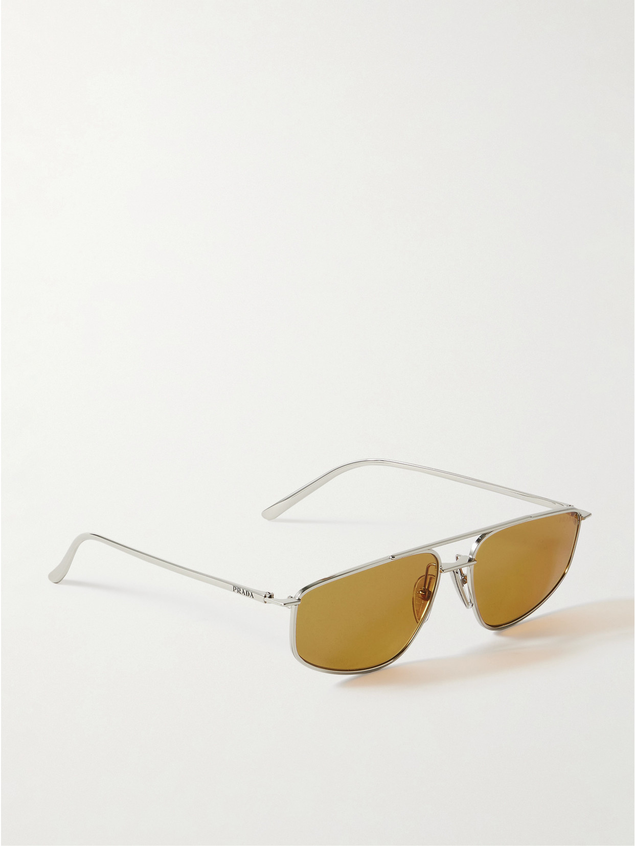Prada Aviator-style Silver-tone Sunglasses In Silver