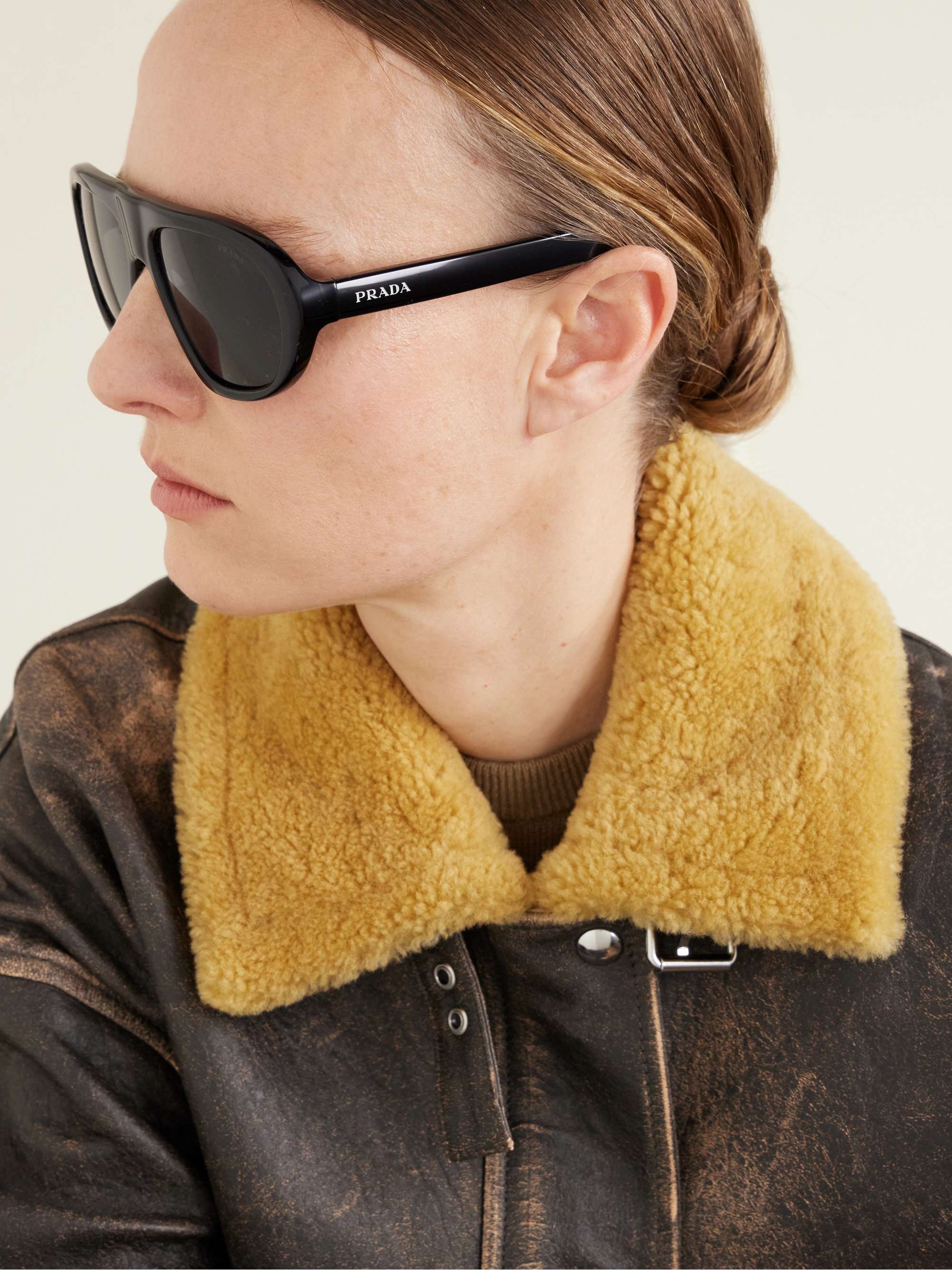 PRADA EYEWEAR Oversized aviator-style acetate sunglasses | NET-A