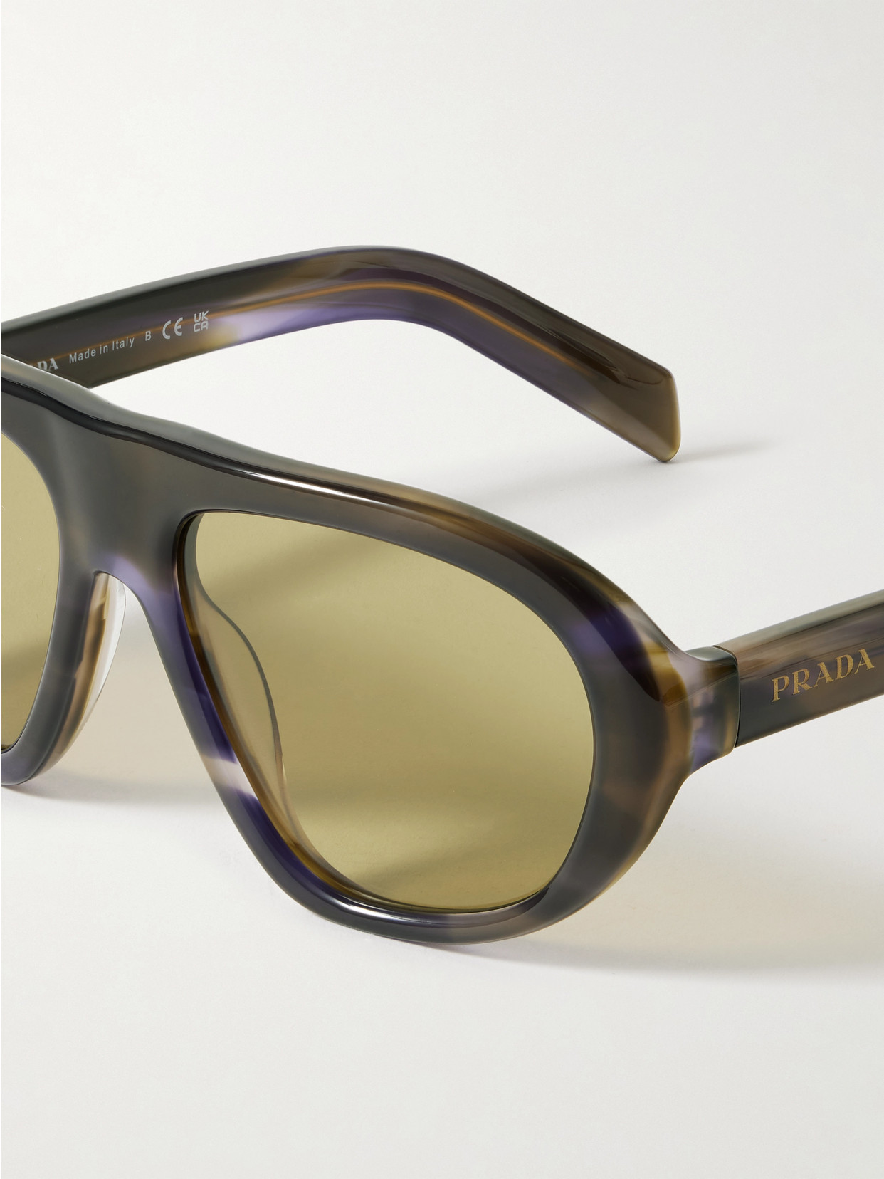 Prada Oversized Aviator-style Acetate Sunglasses In Brown