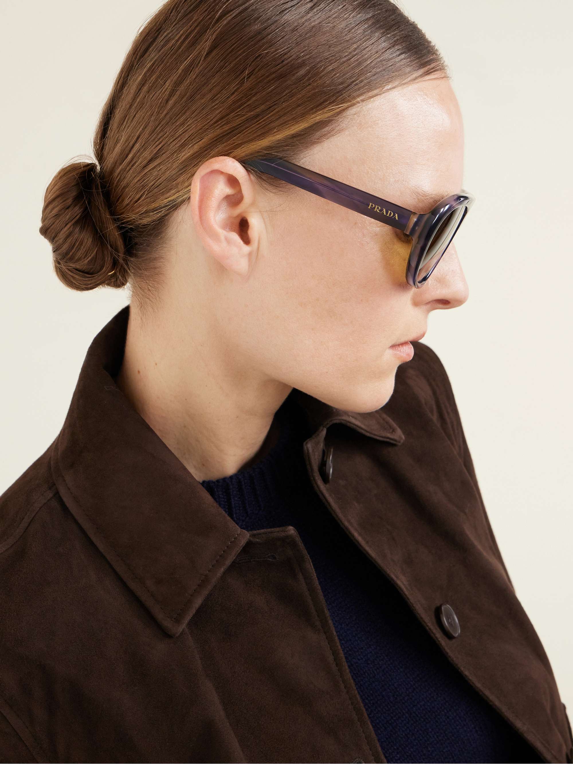PRADA EYEWEAR Oversized aviator-style acetate sunglasses 