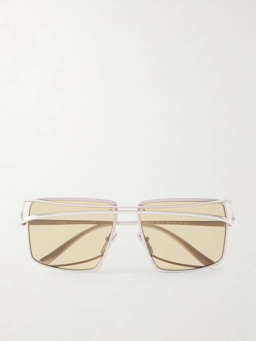 PRADA EYEWEAR Square-frame Silver-tone Sunglasses
