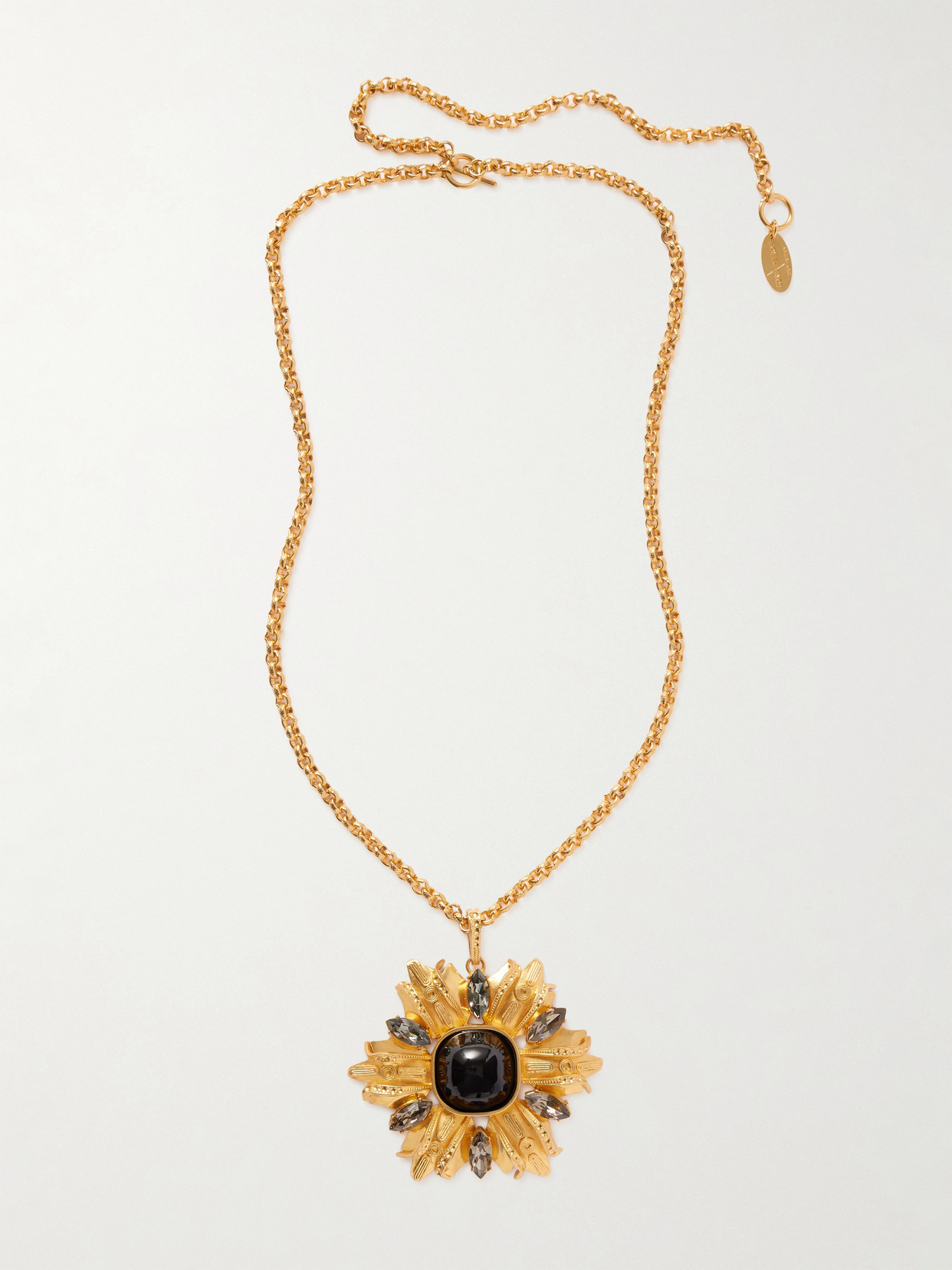 Sonia Petroff Black Lily Gold-plated, Enamel And Swarovski Crystal Necklace