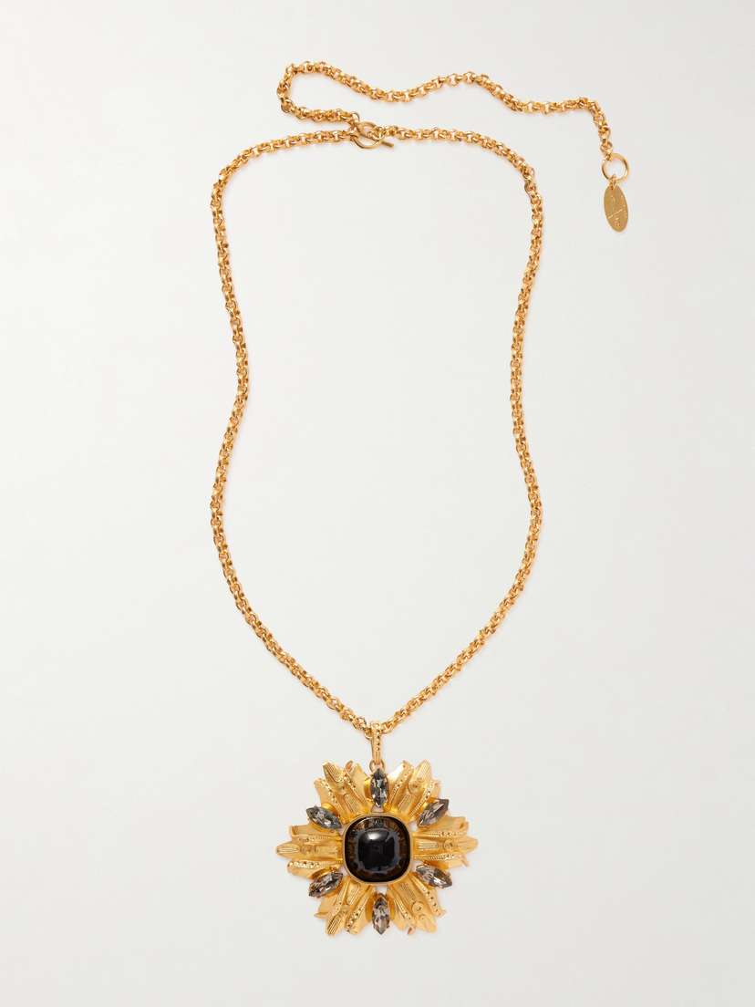 Sonia Petroff Lily Gold-plated, Enamel And Swarovski Crystal Necklace