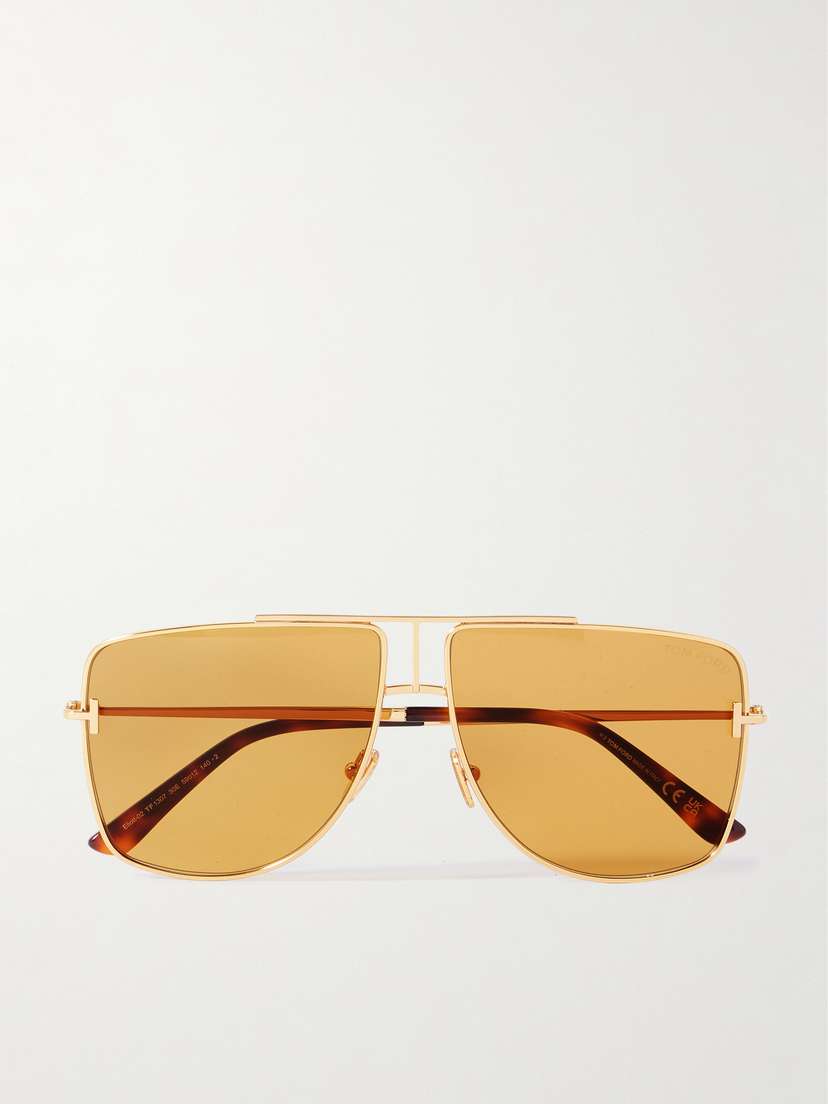 Tom Ford Eliott Aviator-style Gold-tone Sunglasses