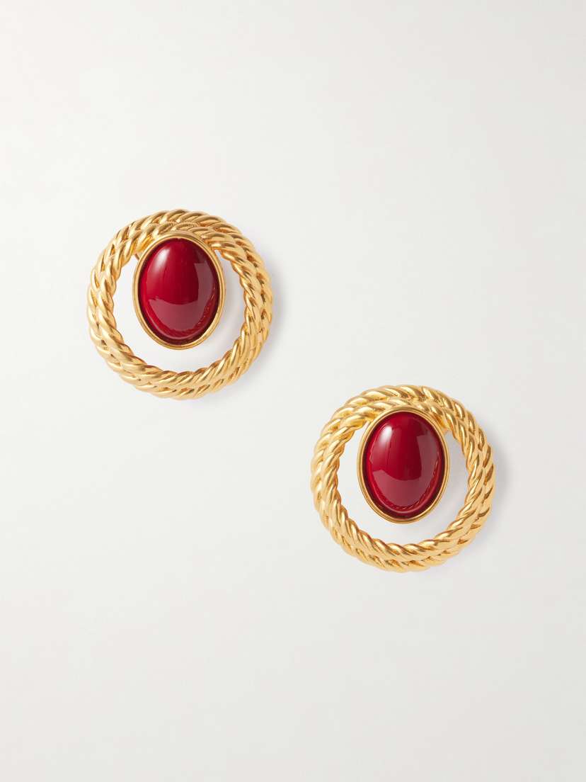 Sonia Petroff Nest Gold-plated Enamel Clip Earrings