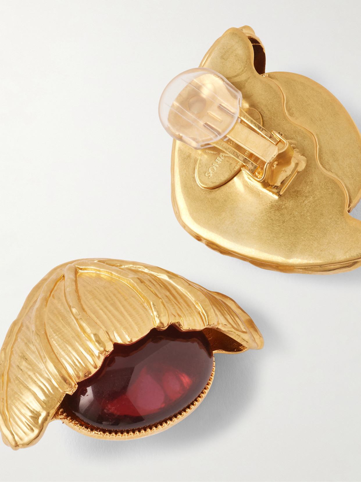 Sonia Petroff Retro Flower Gold-plated Crystal Clip Earrings In Pink