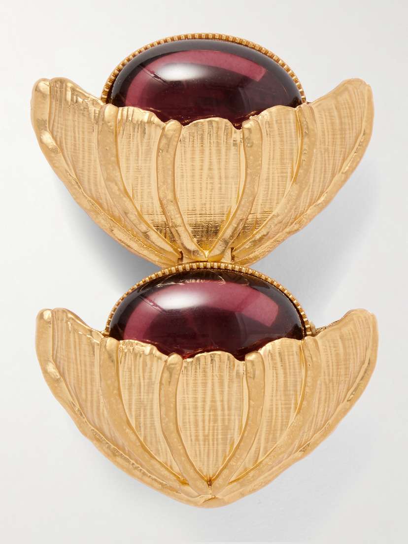 Sonia Petroff Retro Flower Gold-plated Crystal Brooch