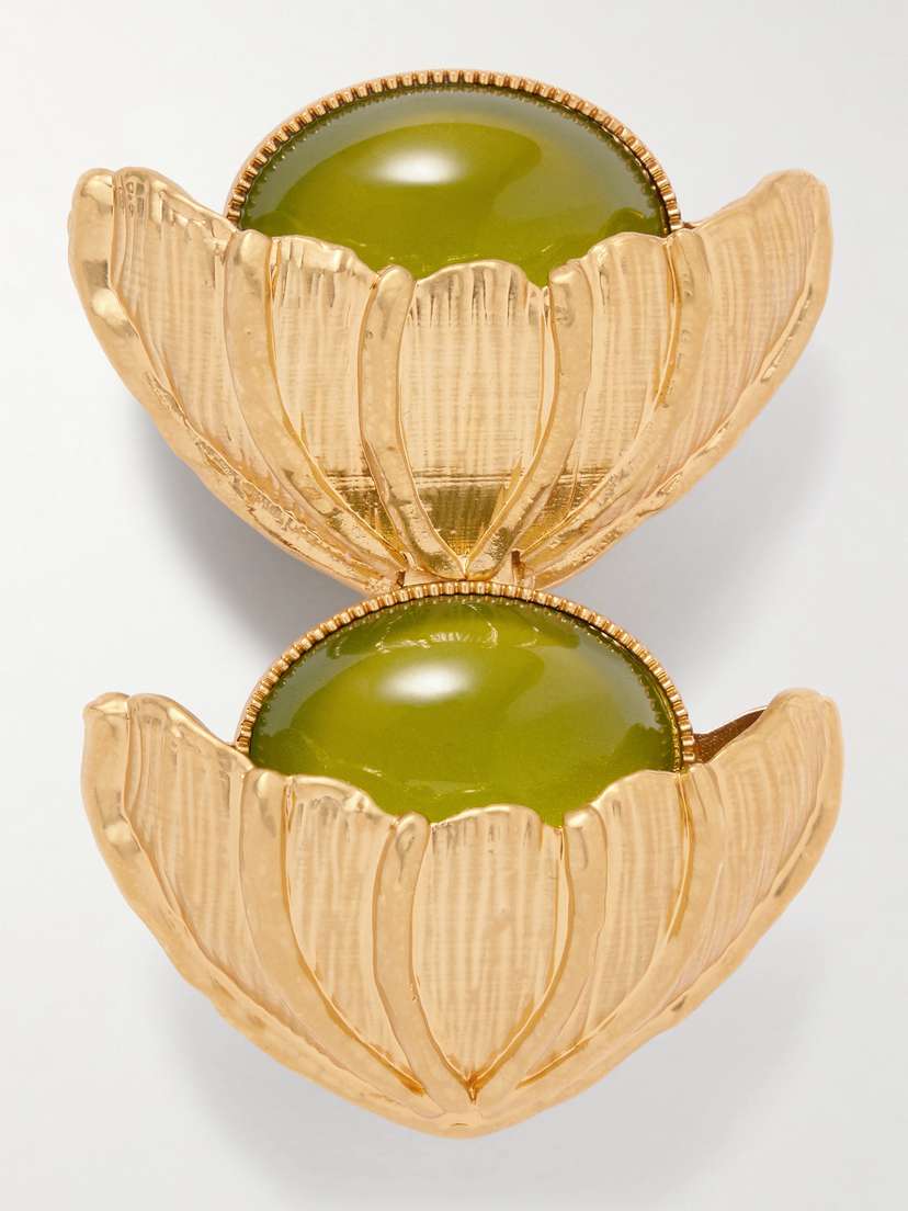 Sonia Petroff Retro Flower Gold-plated Crystal Brooch