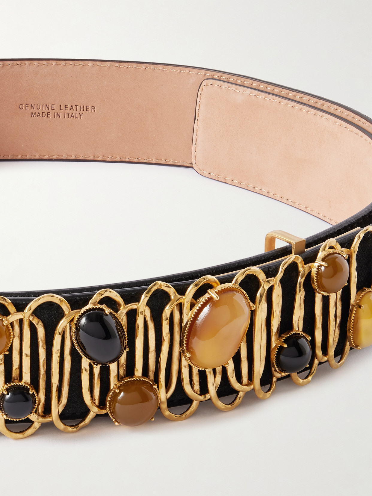 Sonia Petroff Loop De Loop Embellished Suede Belt In Black