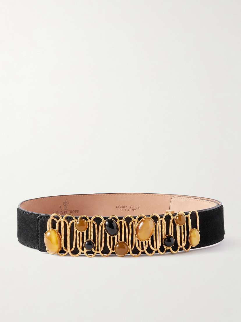 Sonia Petroff Loop De Loop Embellished uede Belt