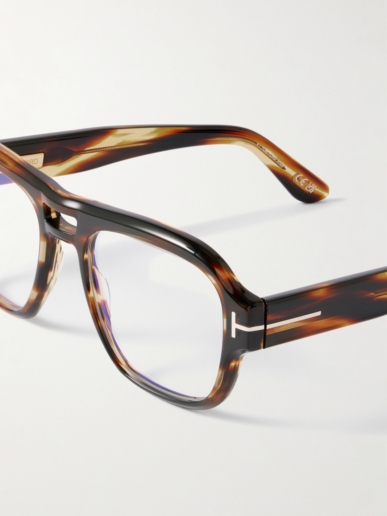 Tom Ford Aviator-style Tortoiseshell Acetate Optical Glasses In Brown
