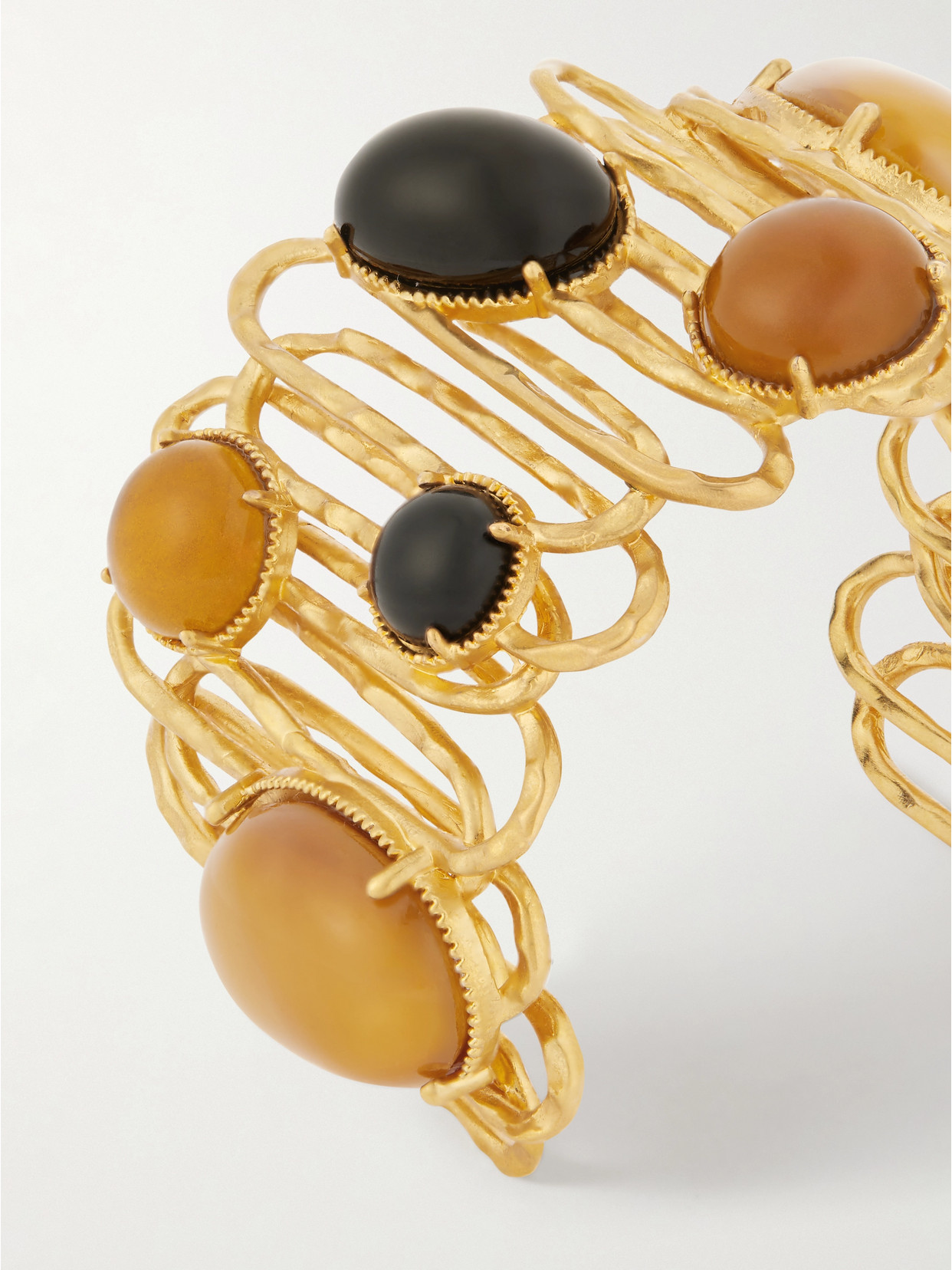 Sonia Petroff Loop De Loop Gold-plated Glass And Resin Cuff In Black