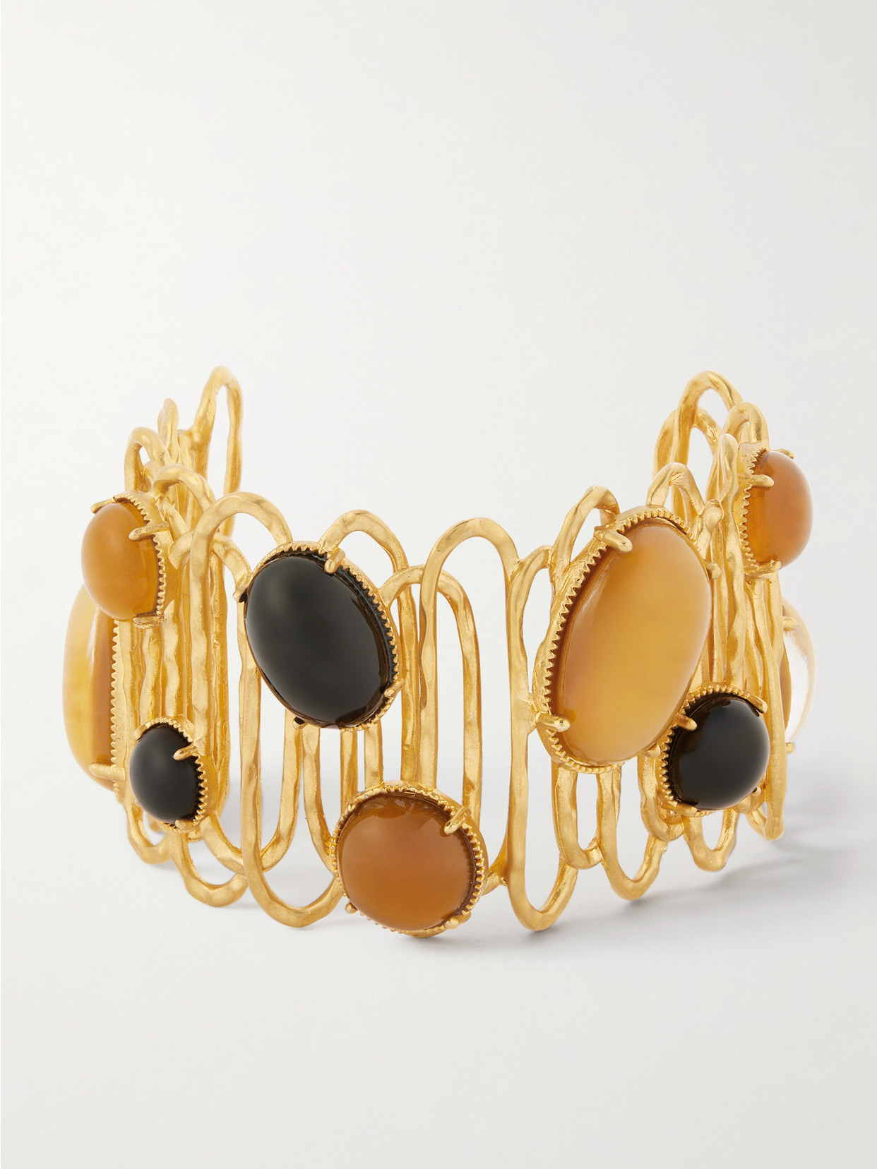 Sonia Petroff Loop De Loop Gold-plated Glass And Resin Cuff In Black