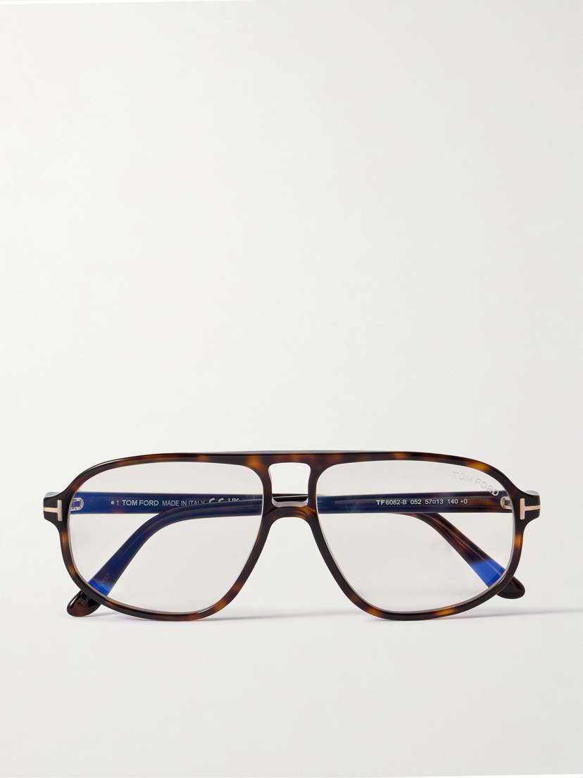 Tom Ford Aviator-style Tortoiseshell Acetate Optical Glasses