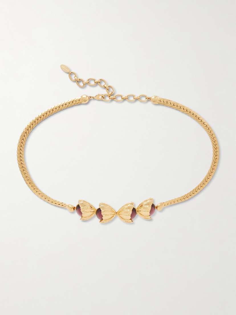 Sonia Petroff Retro Flower Embellished Gold-plated Belt