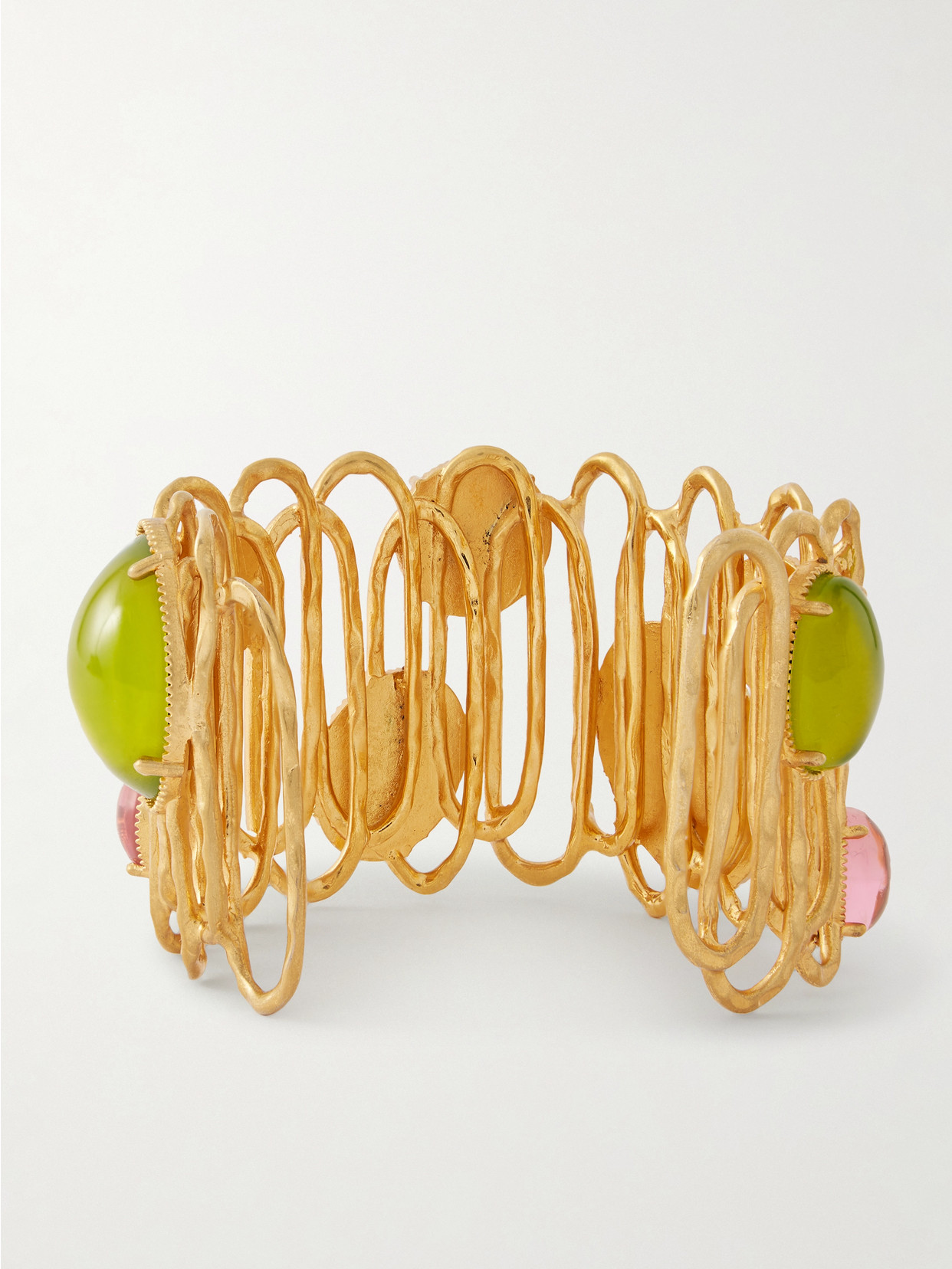 Sonia Petroff Loop De Loop Gold-plated Glass And Resin Cuff In Multi