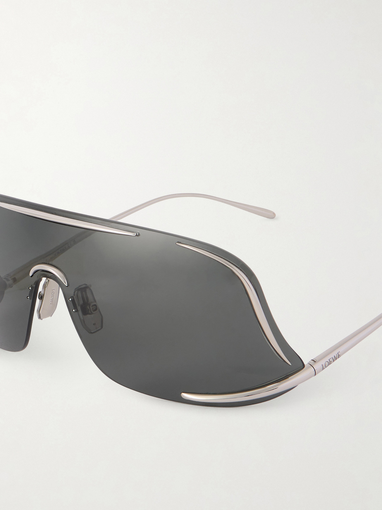 Loewe Signature D-frame Silver-tone Sunglasses In Gray