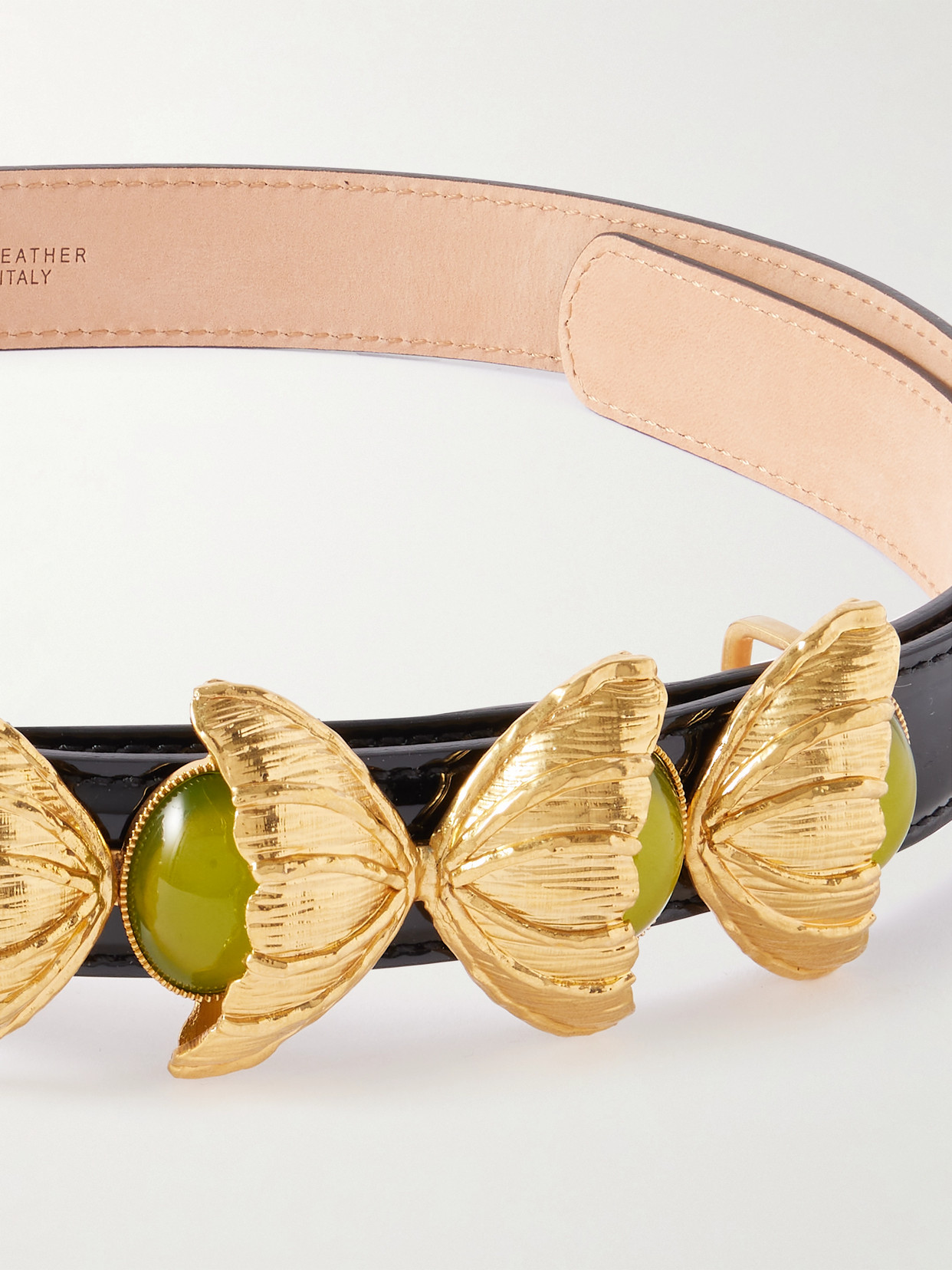 Sonia Petroff Retro Flower Embellished Patent-leather Belt In Black