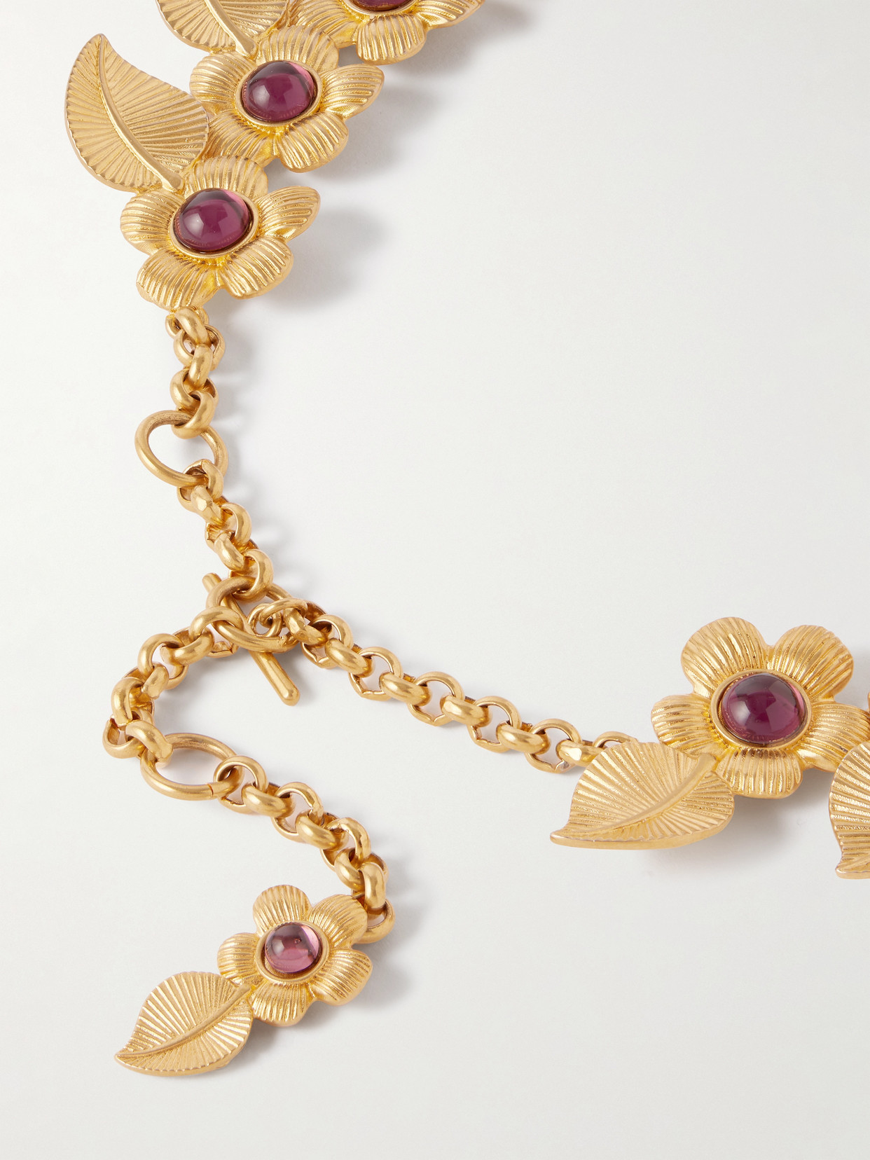 Sonia Petroff Retro Floral Gold-plated Resin Necklace In Pink