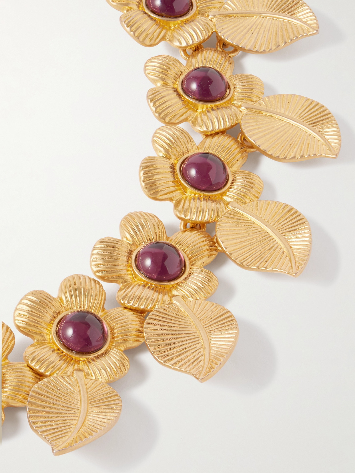 Sonia Petroff Retro Floral Gold-plated Resin Necklace In Pink