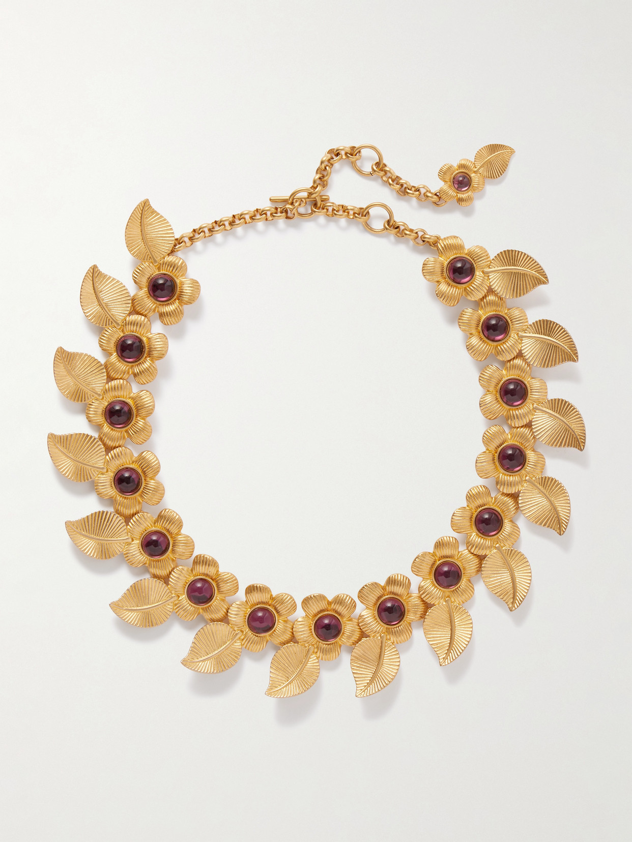 Sonia Petroff Retro Floral Gold-plated Resin Necklace In Pink