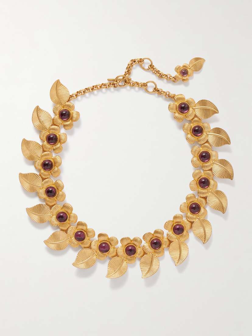 Sonia Petroff Retro Floral Gold-plated Resin Necklace