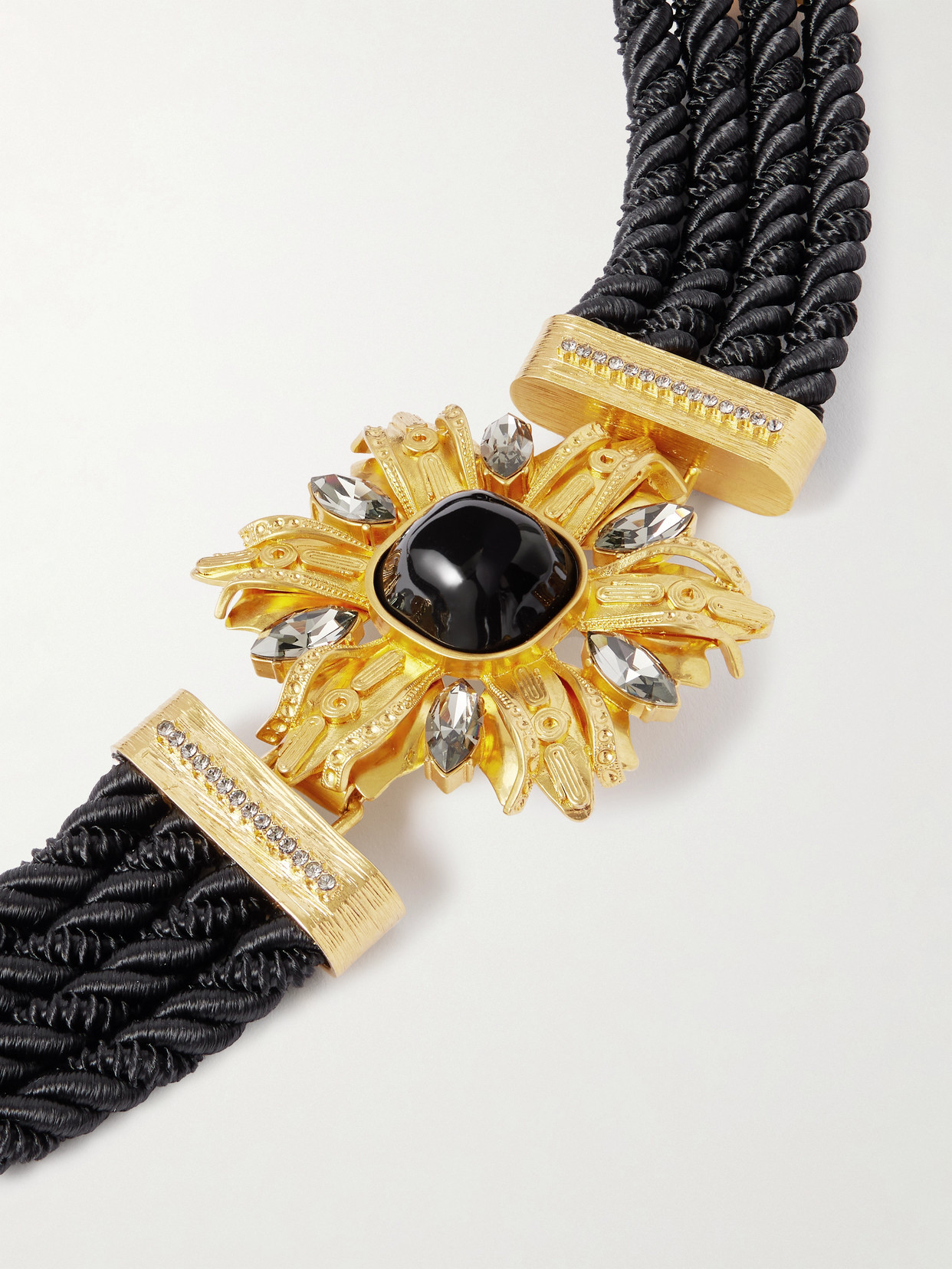 Sonia Petroff Lily Embellished Rope Belt In Black
