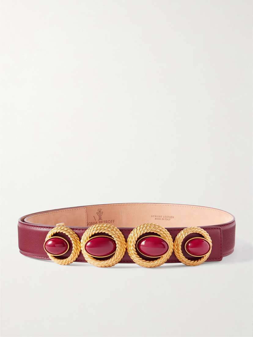 Sonia Petroff Nest Embellished Leather Belt