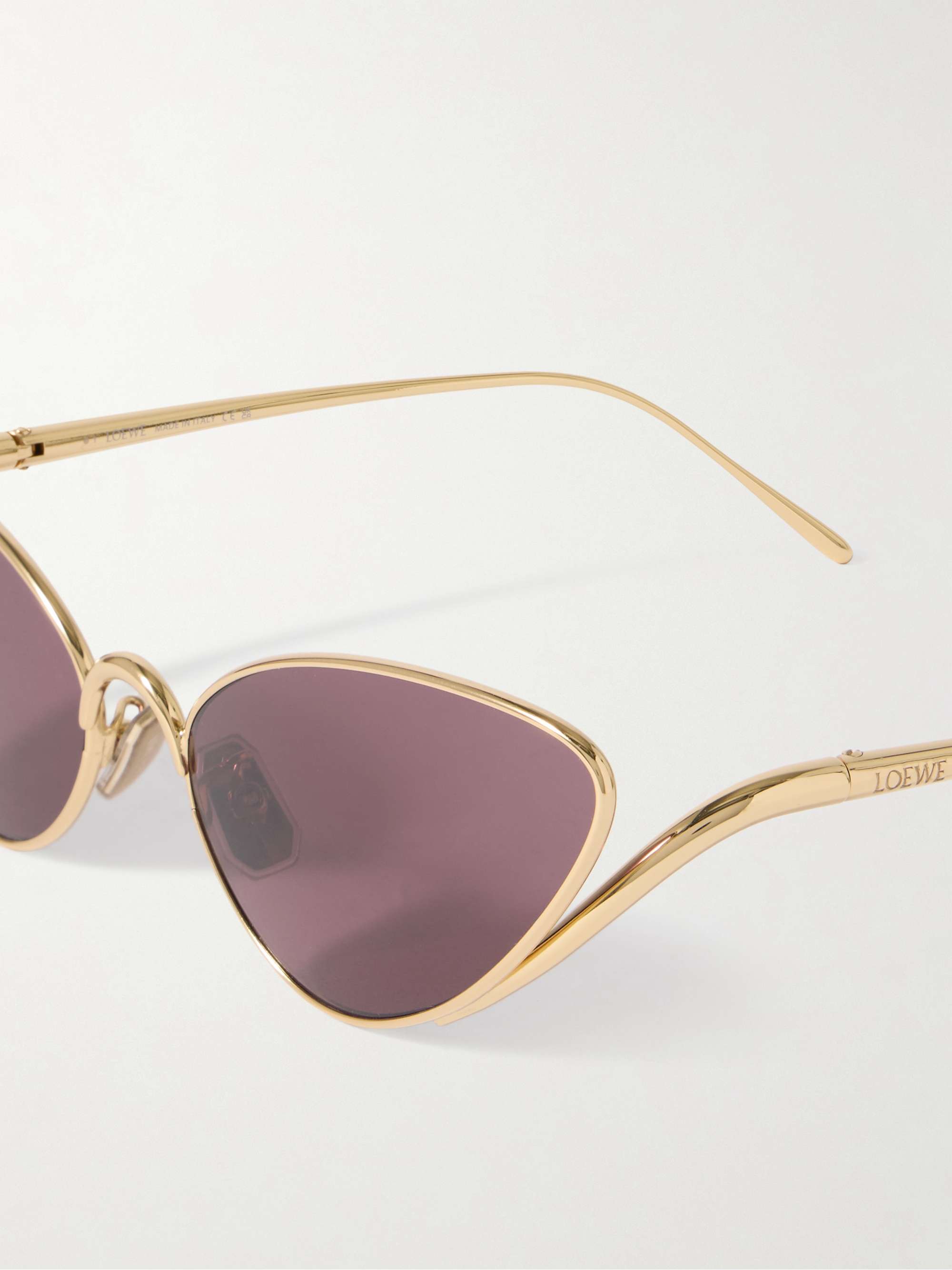 Loewe Gold Metal Frame Sunglasses with Brown Gradient Lenses Loewe Eyewear Metal Sunglasses in Yellow Loewe main image 2