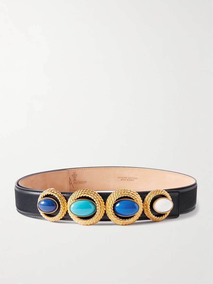 Sonia Petroff Nest Embellished Leather Belt