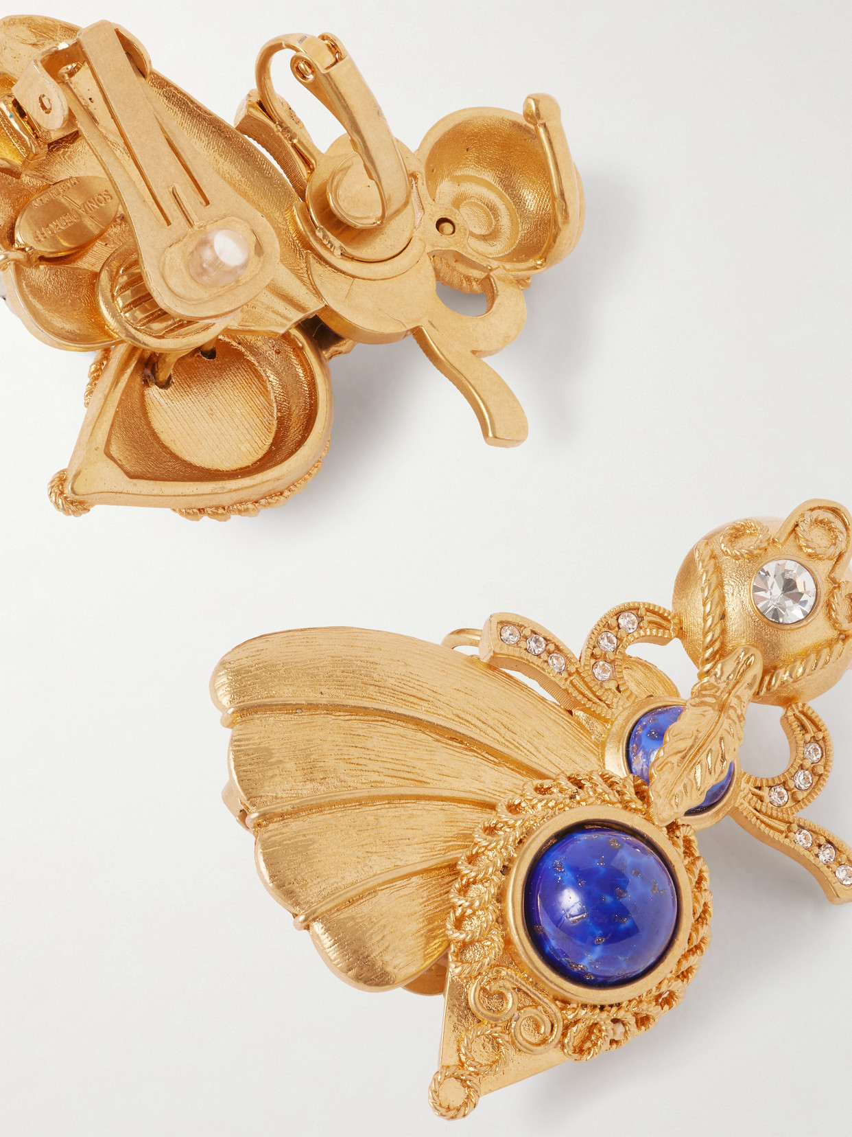 Sonia Petroff Falena Gold-plated, Resin And Swarovski Crystal Clip Earrings In Gold