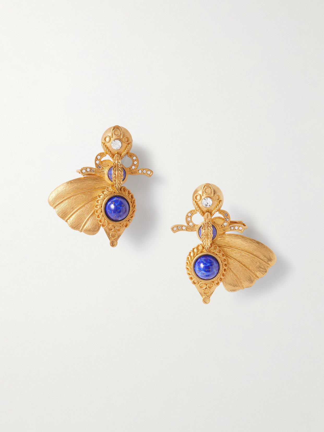 Sonia Petroff Falena Gold-plated, Resin And Swarovski Crystal Clip Earrings