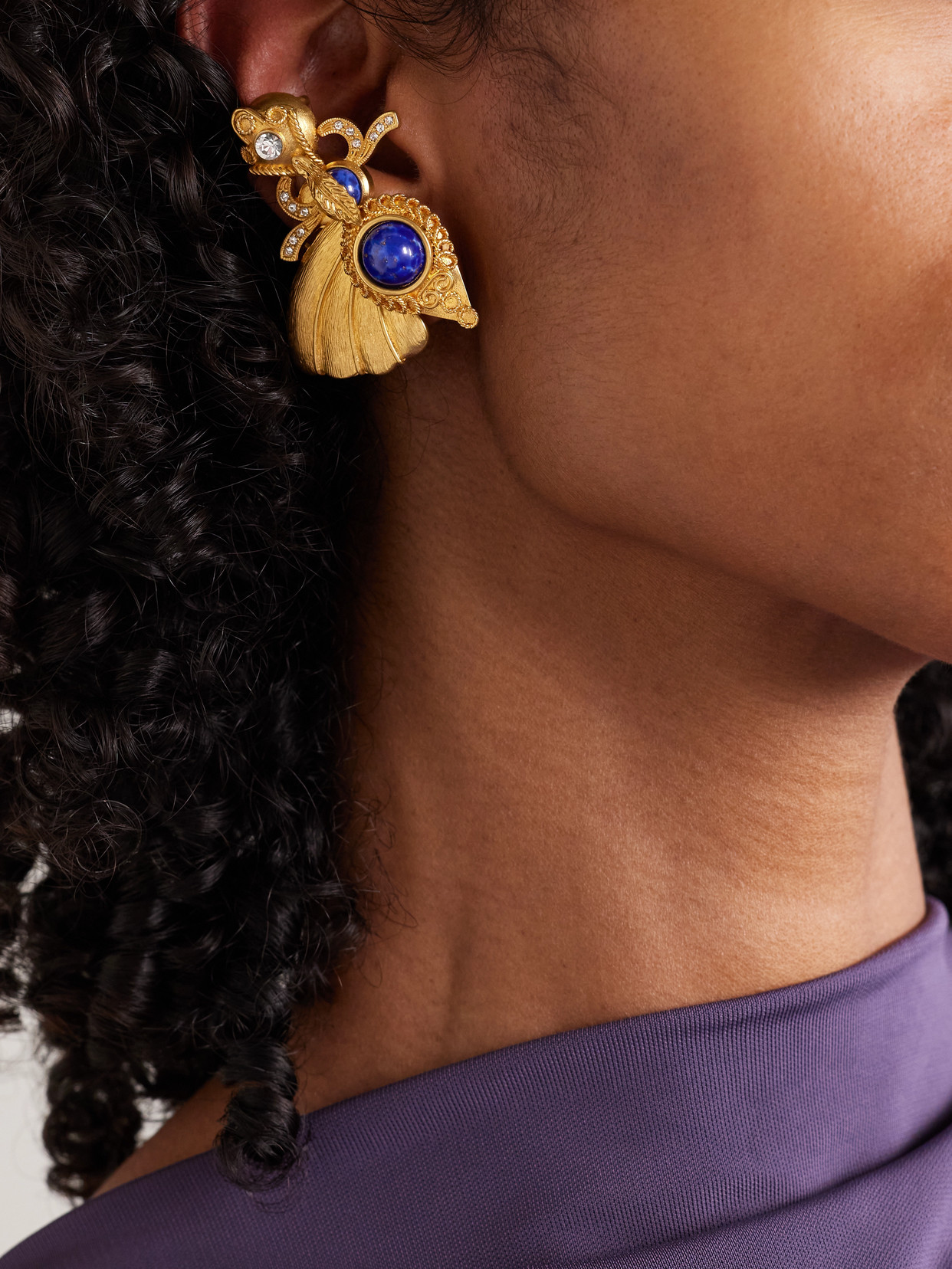 Sonia Petroff Falena Gold-plated, Resin And Swarovski Crystal Clip Earrings In Gold