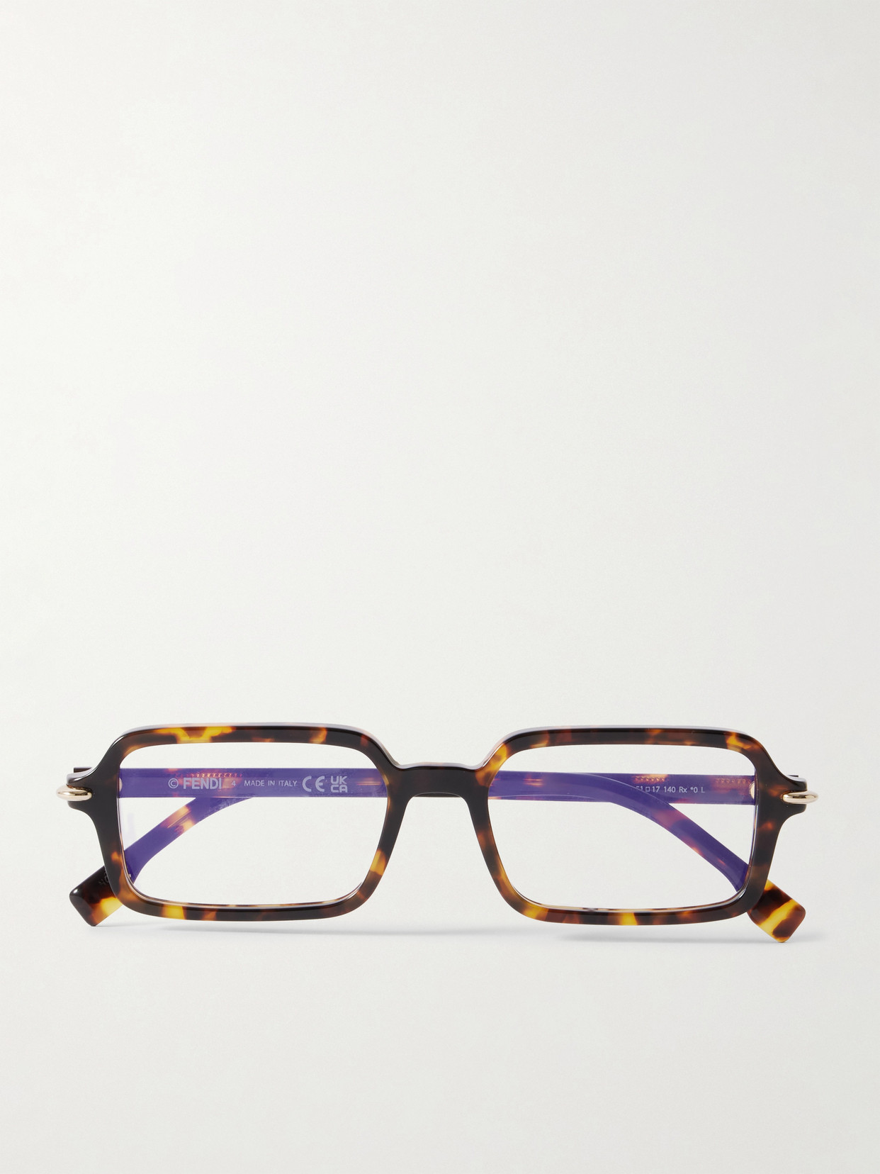 Fendi Selleria Rectangle-frame Tortoiseshell Acetate Optical Glasses In Brown