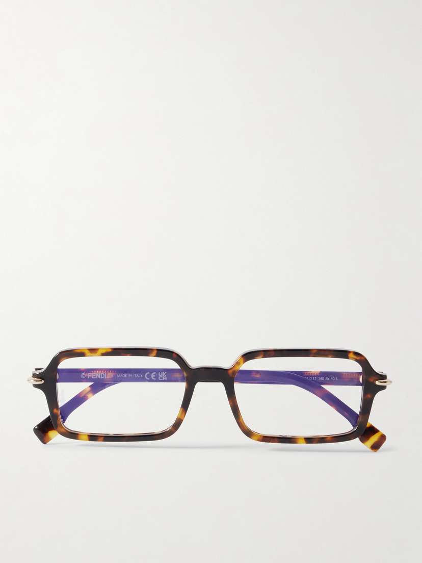 FENDI EYEWEAR Selleria Rectangle-frame Tortoiseshell Acetate Optical Glasses