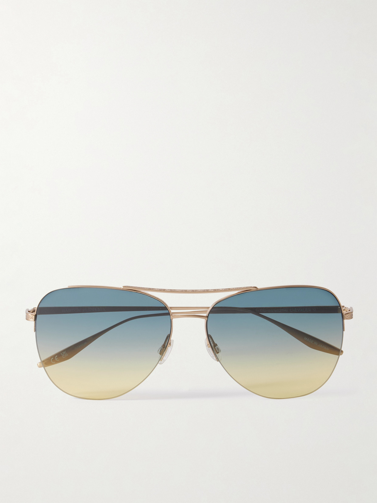Barton Perreira Chevalier Aviator-style Gold-tone Sunglasses In Blue