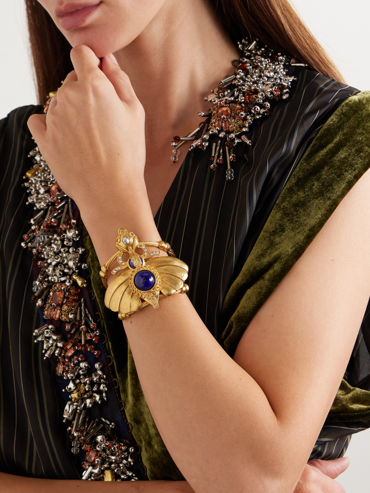 Sonia Petroff Falena Gold-plated, Resin And Swarovski Crystal Cuff In Gold