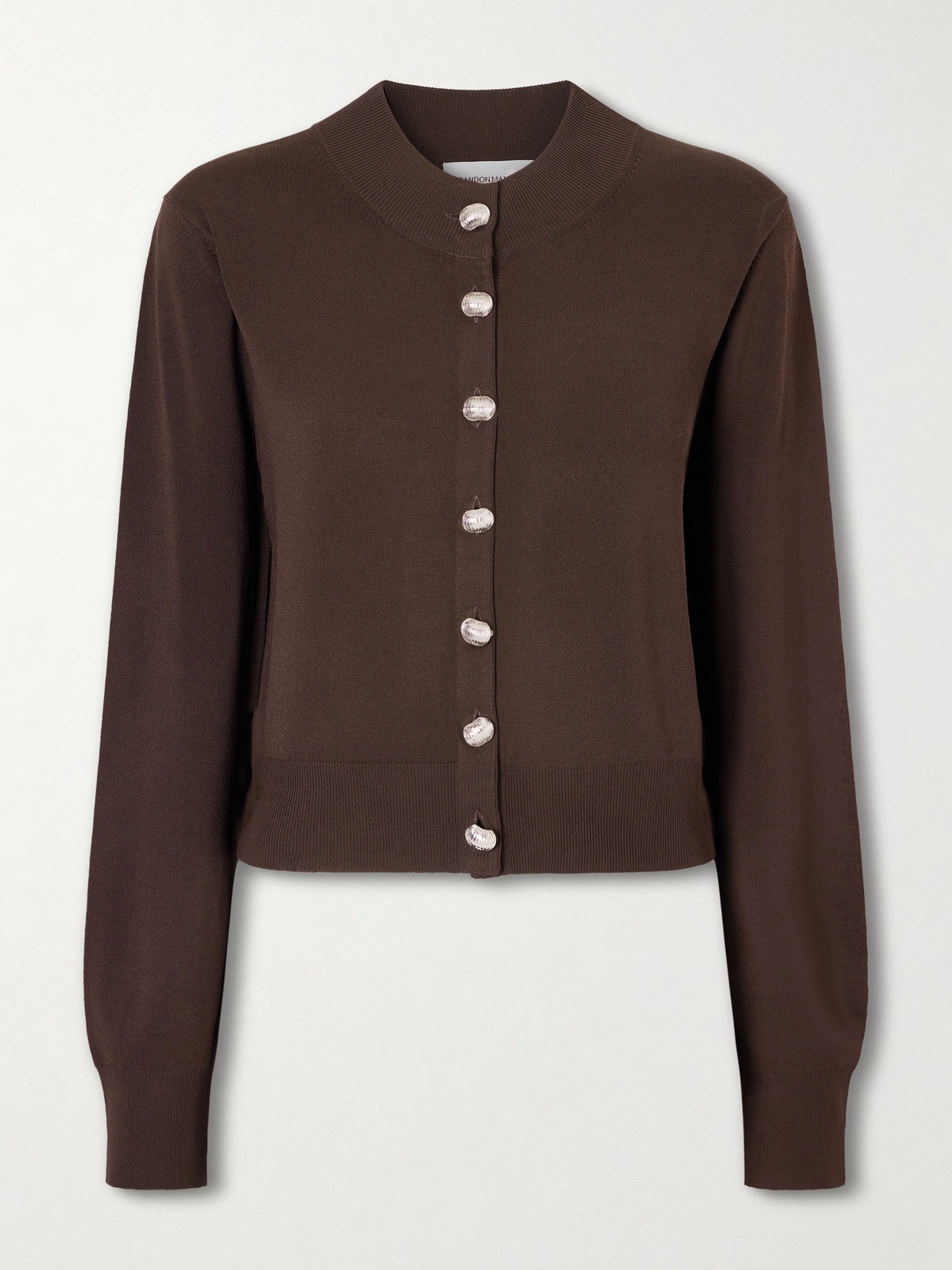 Brandon Maxwell Aubrey Knitted Cardigan In Brown