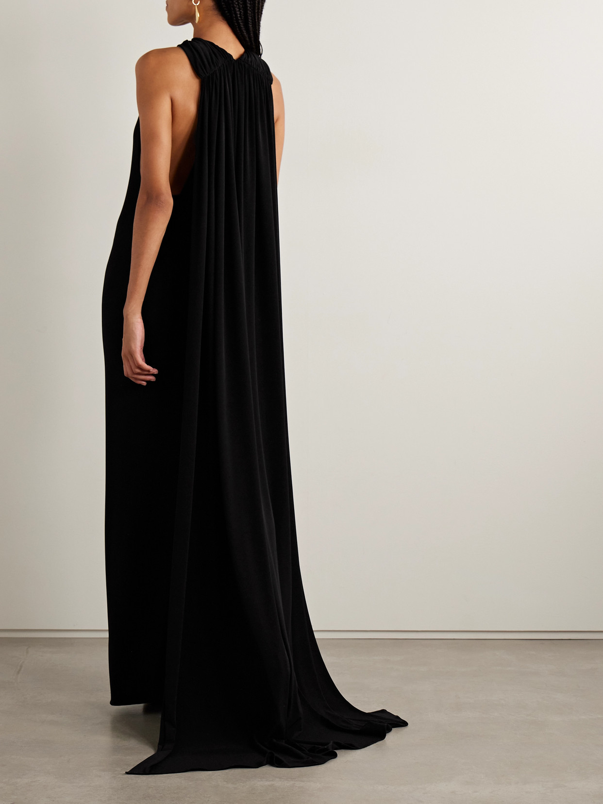 Brandon Maxwell The Presley Cape-effect Draped Stretch-jersey Gown In Black