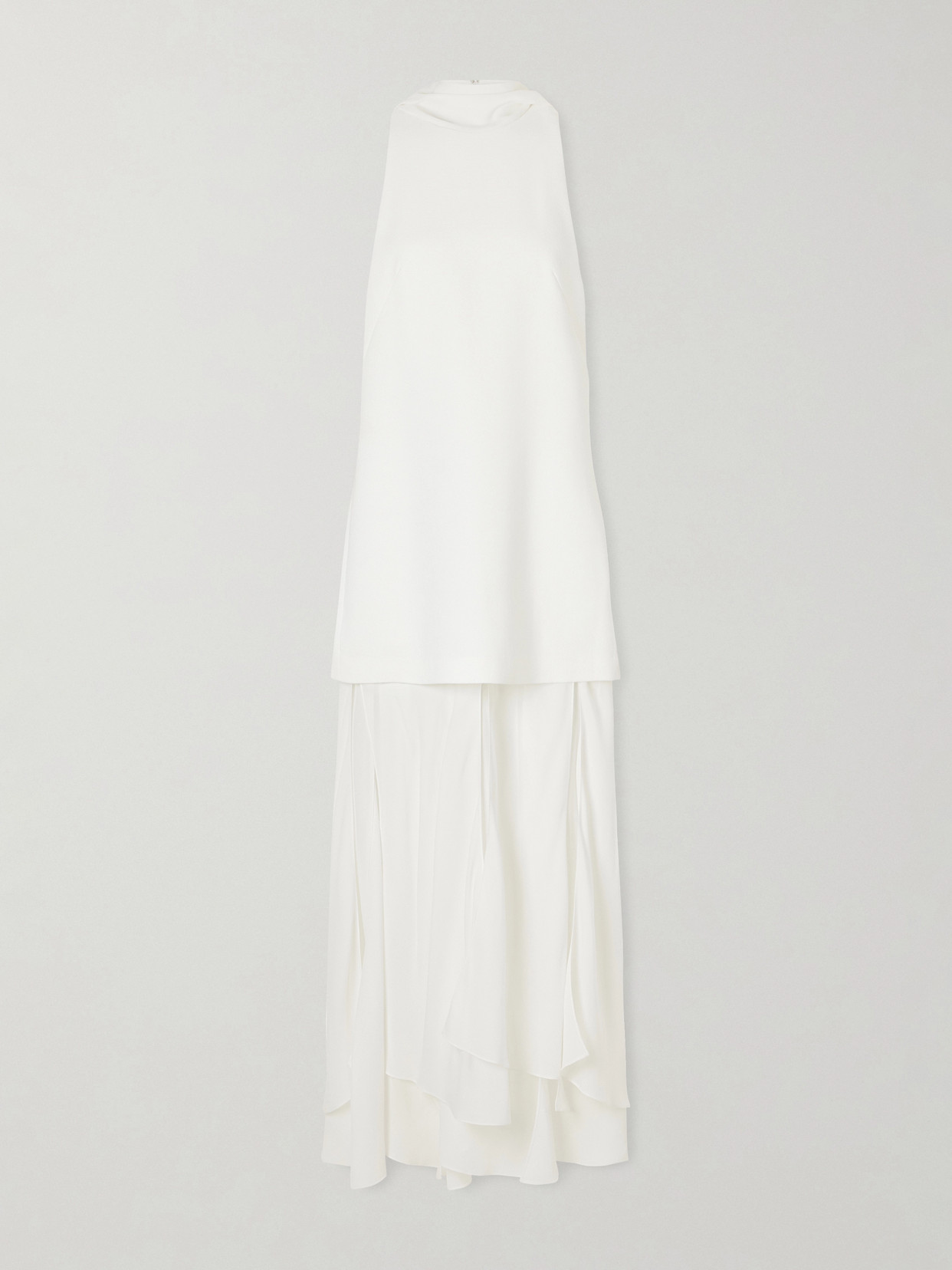 Brandon Maxwell Leonie Scarf-detailed Layered Crepe And Georgette Maxi Dress In White
