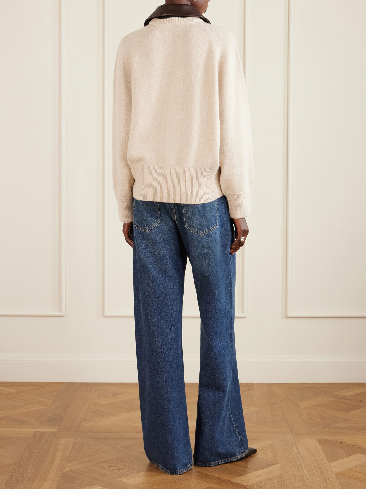 Conrad Leather-Trimmed Recycled-Cashmere Jacket