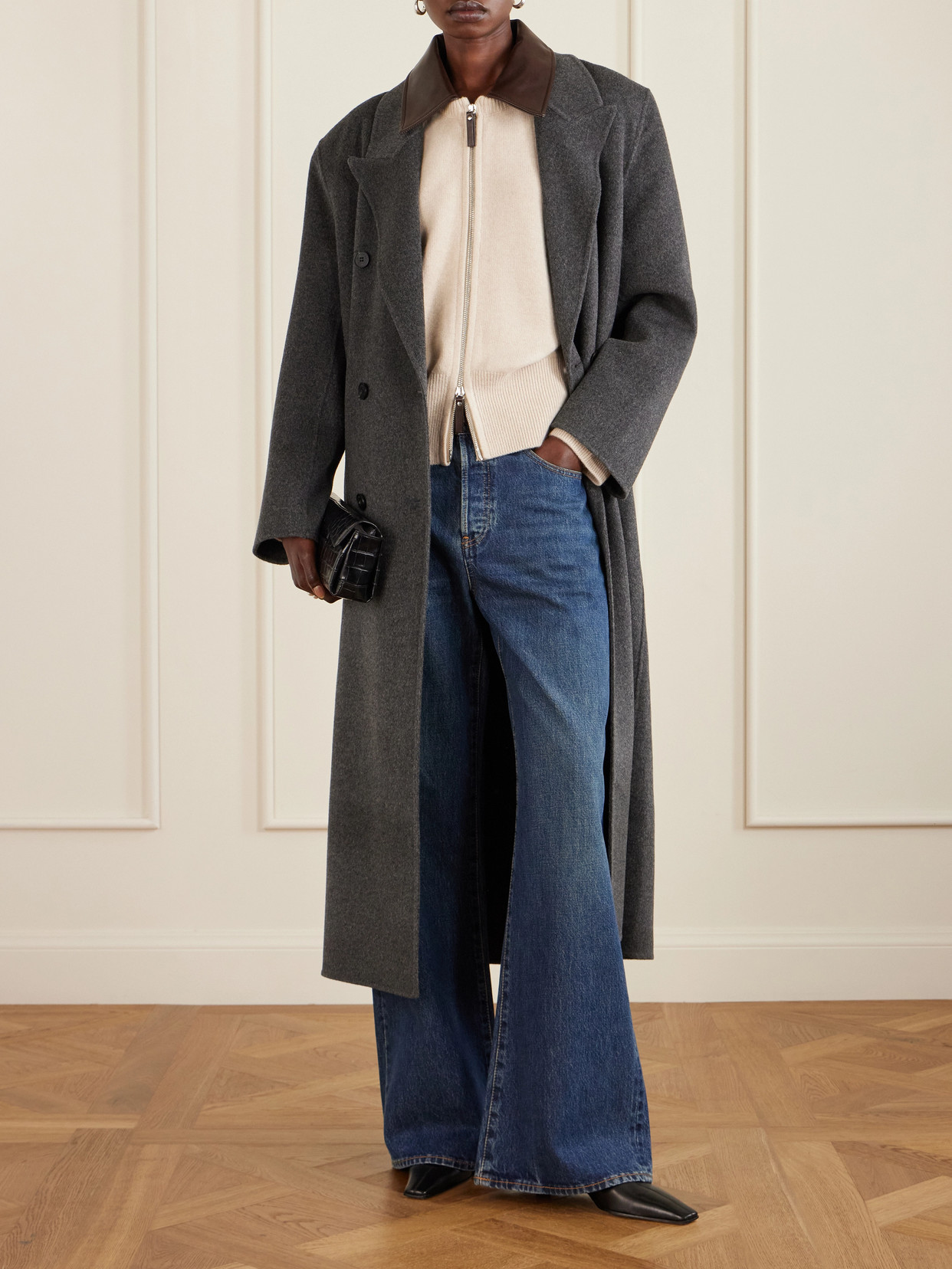 Conrad Leather-Trimmed Recycled-Cashmere Jacket