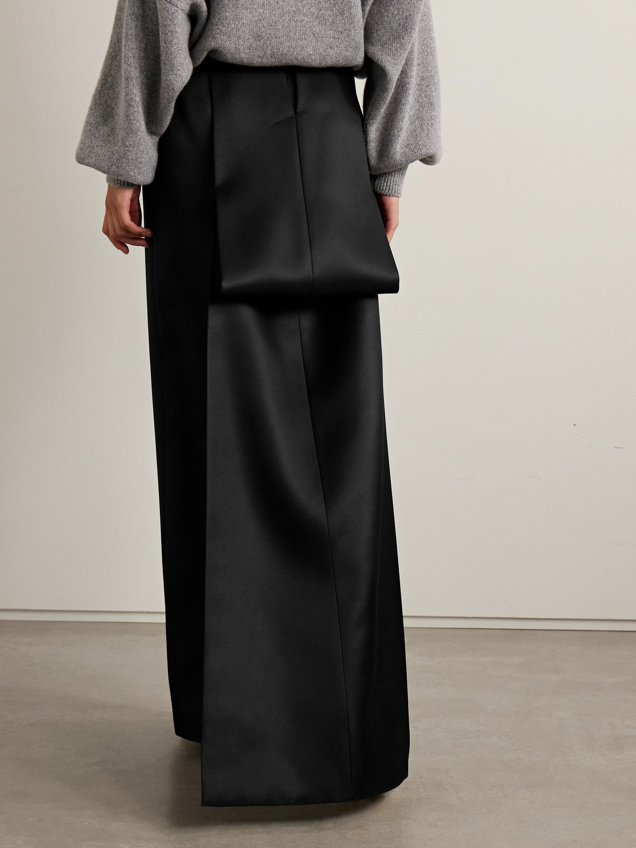 Brandon Maxwell The Monroe Draped Silk-twill Maxi Skirt In Black