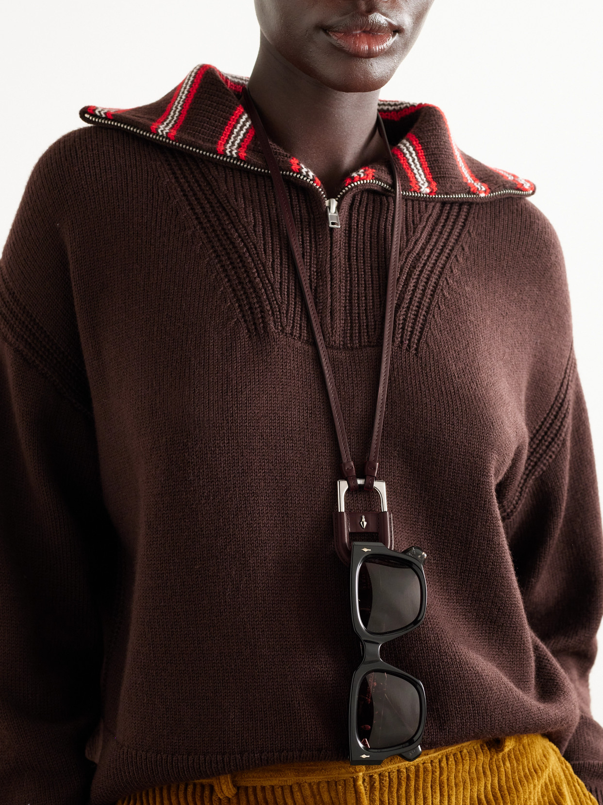 Jacques Marie Mage Bolin Leather And Silver-tone Necklace In Brown