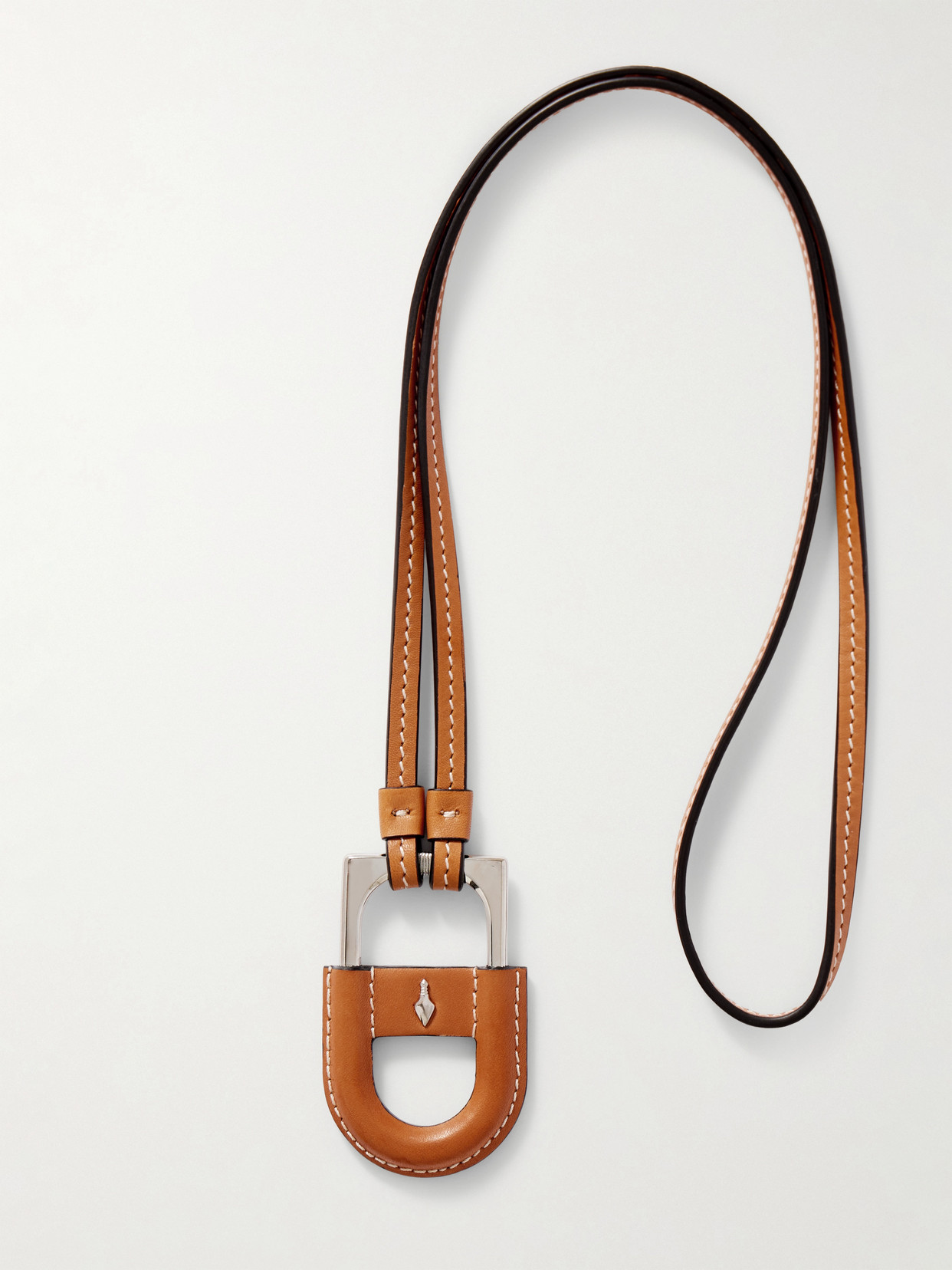 Jacques Marie Mage Bolin Leather And Silver-tone Necklace In Brown